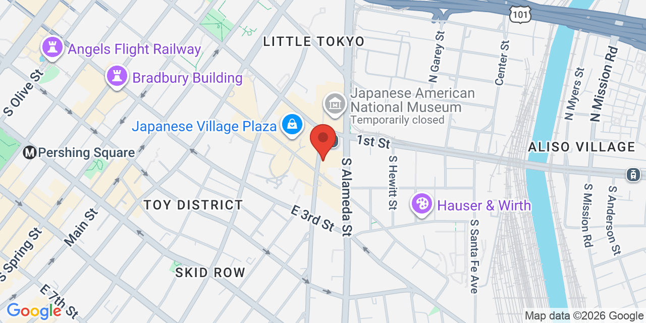 Map of Izakaya Go Los Angeles 136 S Central Ave, Los Angeles, CA 90012
